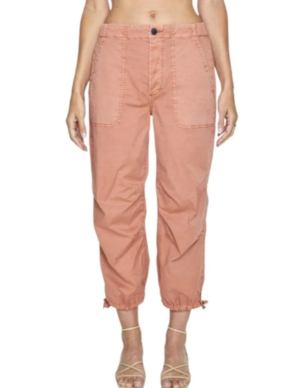 Pistola Berkley High-Rise  Drawstring Hem Cargo Pants in Turmeric-NWT